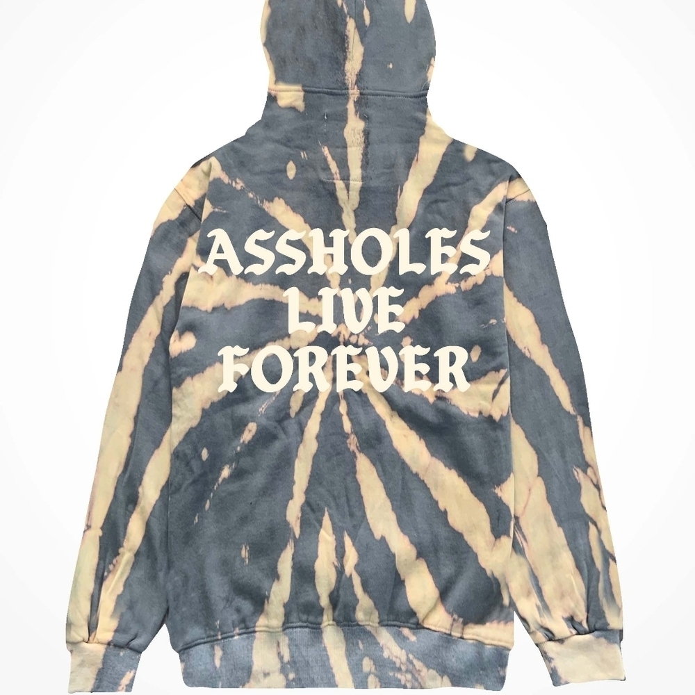 New Assholes Live Forever Grey and White Tie Dye ALF Unisex 3XL Hoodie NWT